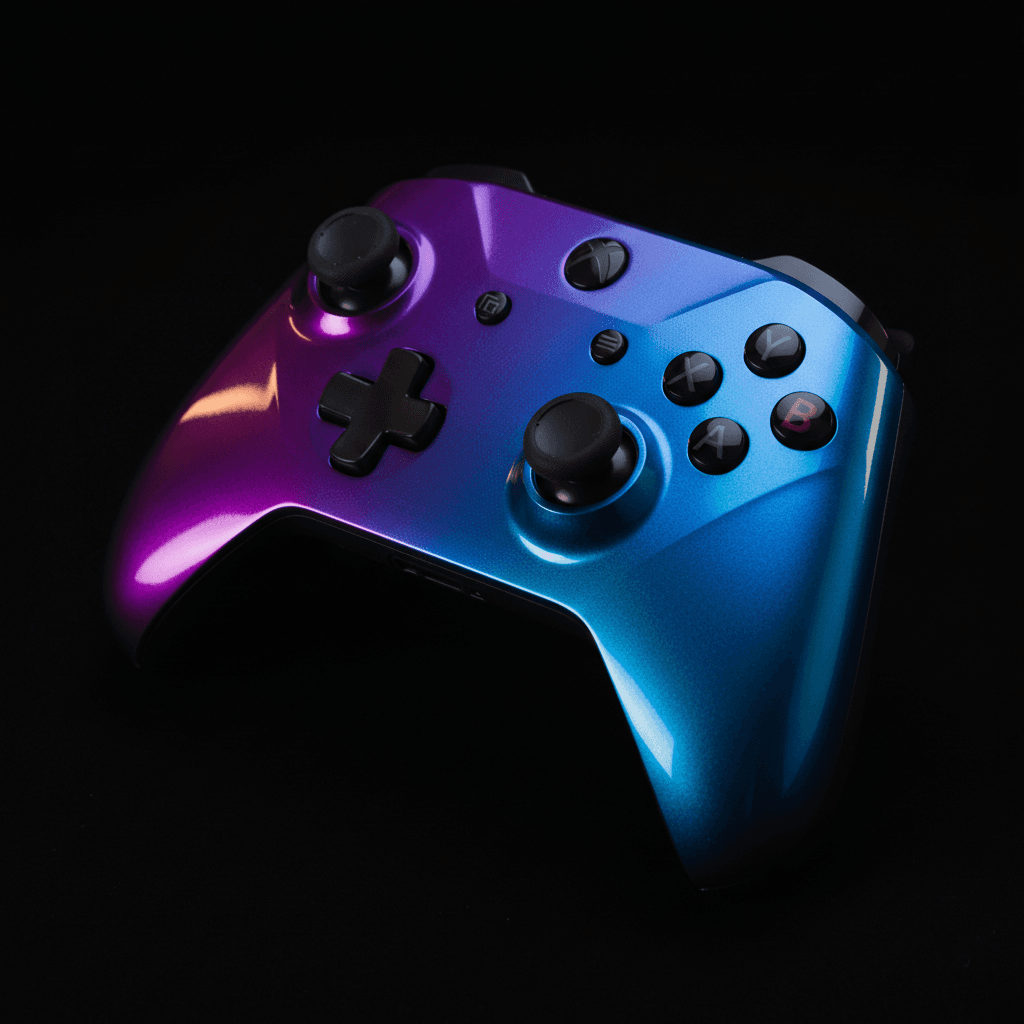 Custom metallic gradient paint finish on gaming controller