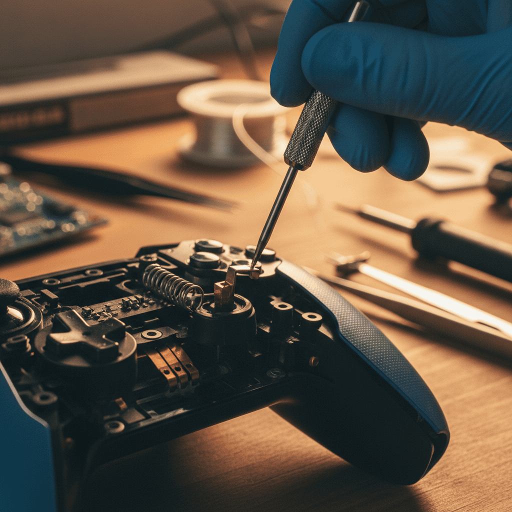 Close-up of trigger mechanism modification work