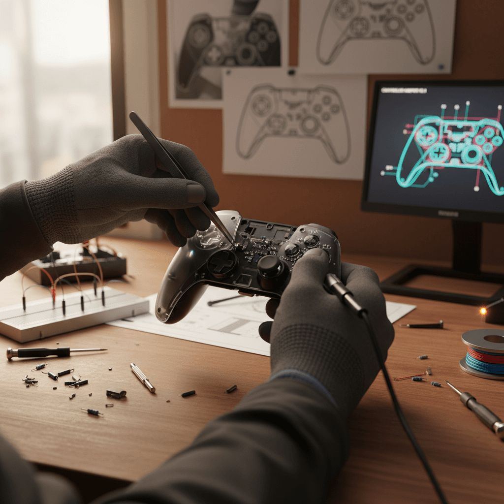 Custom controller rebuild process with disassembled parts