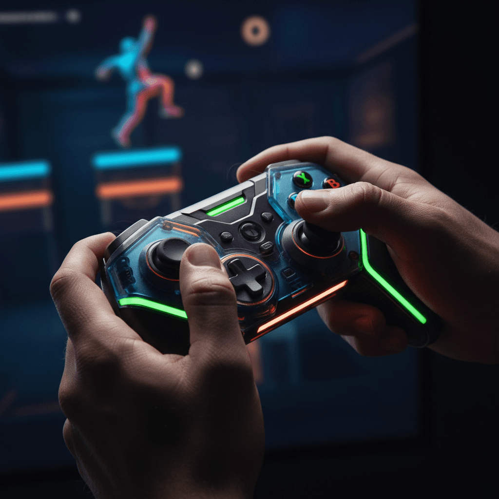 Custom metallic gradient paint finish on gaming controller