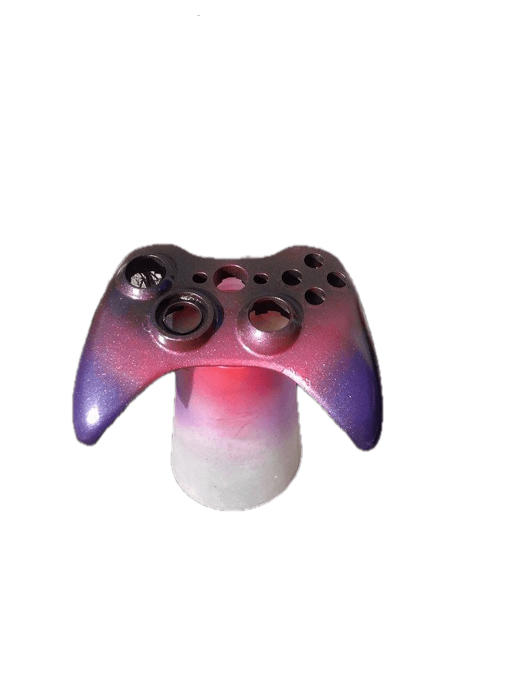 Shimmering purple, pink, and blue iridescent gradient custom Xbox 360 controller shell.